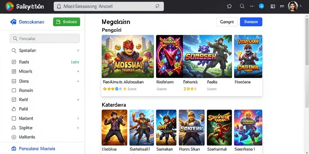 Menu utama dengan berbagai pilihan permainan tersedia.